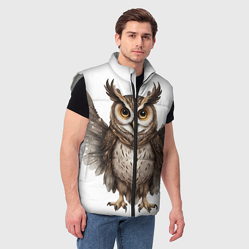 Мужской жилет Совушка с крыльями / 3D-Светло-серый – фото 3