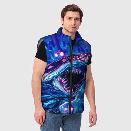 Мужской жилет Фиолетовая акула / 3D-Светло-серый – фото 3