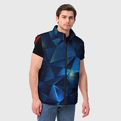Мужской жилет Синяя геометрическая абстракция, цвет: 3D-красный — фото 2