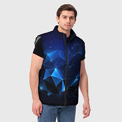 Мужской жилет Синяя геометрическая абстракция, цвет: 3D-светло-серый — фото 2