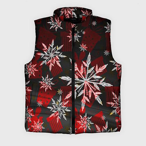 Мужской жилет Рождественские снежинки / 3D-Красный – фото 1