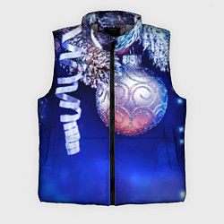 Мужской жилет Новогодняя елка с шарами, цвет: 3D-светло-серый