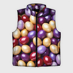 Мужской жилет Красные и фиолетовые пасхальные яйца, цвет: 3D-светло-серый