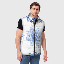 Мужской жилет Снежинки в ряд, цвет: 3D-черный — фото 2