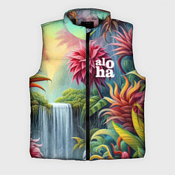 Мужской жилет Гавайские тропические цветы - алоха, цвет: 3D-черный