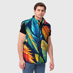 Мужской жилет Пёстрые пёрышки попугаев, цвет: 3D-светло-серый — фото 2