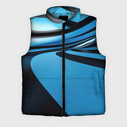 Мужской жилет Черная и синяя абстракция в виде волн, цвет: 3D-светло-серый