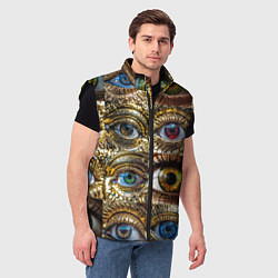 Мужской жилет Металлические глаза в стиле стимпанк, цвет: 3D-черный — фото 2