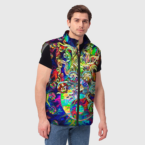 Мужской жилет Знаковые пузырьки / 3D-Светло-серый – фото 3