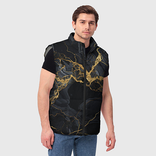 Мужской жилет Золотой путь на черном граните / 3D-Светло-серый – фото 3