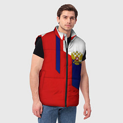 Мужской жилет Спортивная текстура герб России, цвет: 3D-черный — фото 2