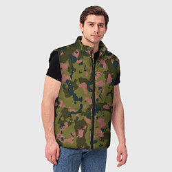 Мужской жилет Камуфляжный паттерн зеленый с розовыми пятнами, цвет: 3D-черный — фото 2