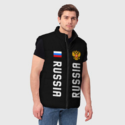 Мужской жилет Россия три полоски на черном фоне, цвет: 3D-черный — фото 2