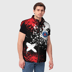 Мужской жилет Пари Сен-Жермен на фоне граффити и брызг красок, цвет: 3D-красный — фото 2