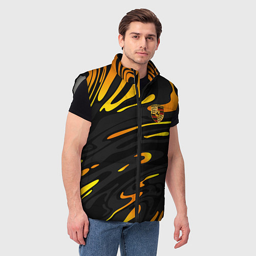 Мужской жилет Porsche - Желтые разводы / 3D-Светло-серый – фото 3