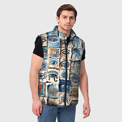 Мужской жилет Глаза на пэчворк дениме, цвет: 3D-черный — фото 2