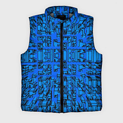 Мужской жилет Синие фигуры с эффектом рыбьего глаза, цвет: 3D-светло-серый