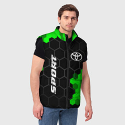 Мужской жилет Toyota green sport hexagon, цвет: 3D-черный — фото 2