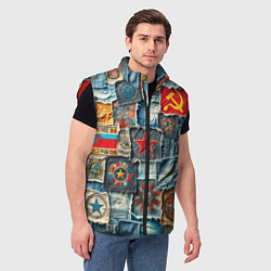 Мужской жилет Ретро пэчворк СССР, цвет: 3D-красный — фото 2