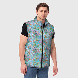 Мужской жилет Паттерн из сирени, цвет: 3D-черный — фото 2