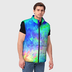Мужской жилет Сине-зелёная кислота тай-дай, цвет: 3D-черный — фото 2