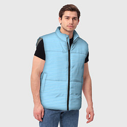 Мужской жилет Светлый голубой в белую полоску, цвет: 3D-светло-серый — фото 2