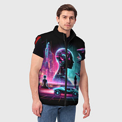 Мужской жилет Футуристический коллаж - нейросеть, цвет: 3D-красный — фото 2