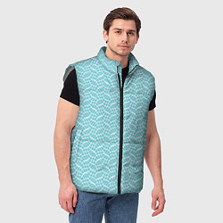 Мужской жилет Светлый голубой в белые волнистые линии, цвет: 3D-светло-серый — фото 2