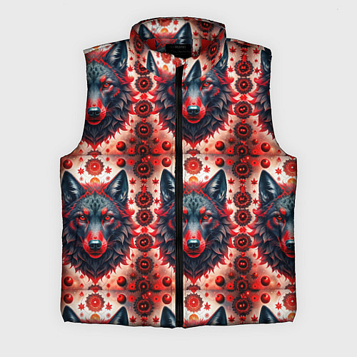Мужской жилет Серые волки на красном фоне / 3D-Красный – фото 1
