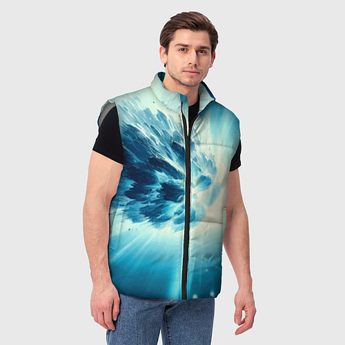 Мужской жилет Неоновая комета - нейросеть / 3D-Светло-серый – фото 3