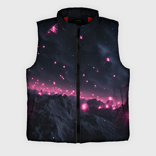 Мужской жилет Яркие пирамидки в космосе / 3D-Красный – фото 1