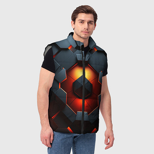 Мужской жилет Конструкция из объемных оранжевых плит / 3D-Светло-серый – фото 3