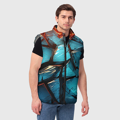 Мужской жилет Синие объемные плиты / 3D-Светло-серый – фото 3