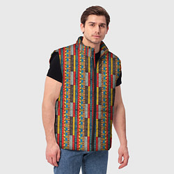 Мужской жилет Африканские полоски, цвет: 3D-черный — фото 2