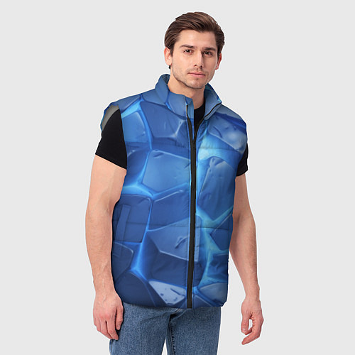 Мужской жилет Синие ледяные плиты с разломом / 3D-Светло-серый – фото 3
