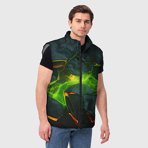 Мужской жилет Неоновая яркая геометрическая абстракция со светом / 3D-Светло-серый – фото 3