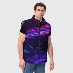 Мужской жилет Фиолетовая абстрактная текстура неоновая, цвет: 3D-светло-серый — фото 2
