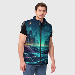 Мужской жилет Metropolis - vaporwave neon glow, цвет: 3D-светло-серый — фото 2