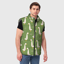 Мужской жилет Утки на зеленой травке - паттерн, цвет: 3D-светло-серый — фото 2