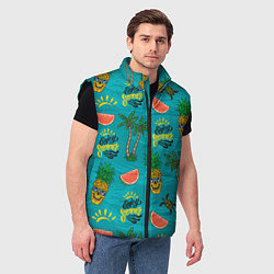 Мужской жилет Enjoy summer pattern - pineapple, цвет: 3D-черный — фото 2