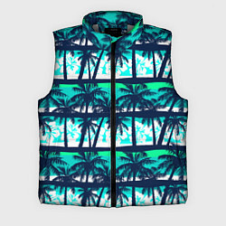 Мужской жилет Тропический франжипани с пальмами, цвет: 3D-светло-серый