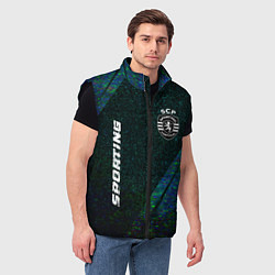 Мужской жилет Sporting glitch blue, цвет: 3D-черный — фото 2
