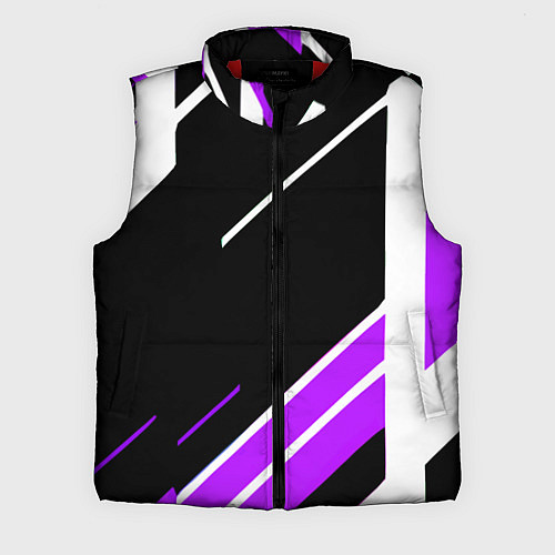 Мужской жилет Бело-фиолетовые полосы на чёрном фоне / 3D-Красный – фото 1