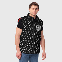 Мужской жилет Герб РФ и ласточки на чёрном, цвет: 3D-красный — фото 2