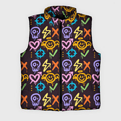Мужской жилет Разноцветное граффити узор, цвет: 3D-черный