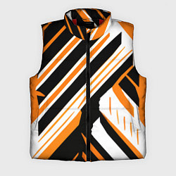 Мужской жилет Чёрно-оранжевые полосы на белом фоне