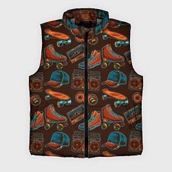 Мужской жилет Retro 80 магнитофон и кеды паттерн, цвет: 3D-светло-серый