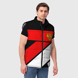 Мужской жилет Россия герб спорт текстура, цвет: 3D-светло-серый — фото 2
