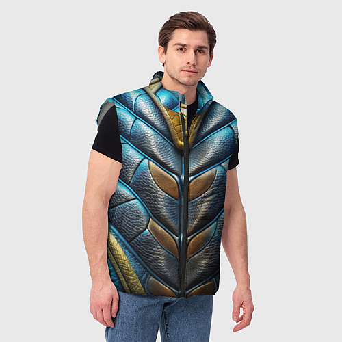Мужской жилет Объемная синяя текстурная кожа / 3D-Светло-серый – фото 3