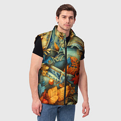 Мужской жилет Композиция из цветов и рваной джинсы - нейросеть, цвет: 3D-черный — фото 2